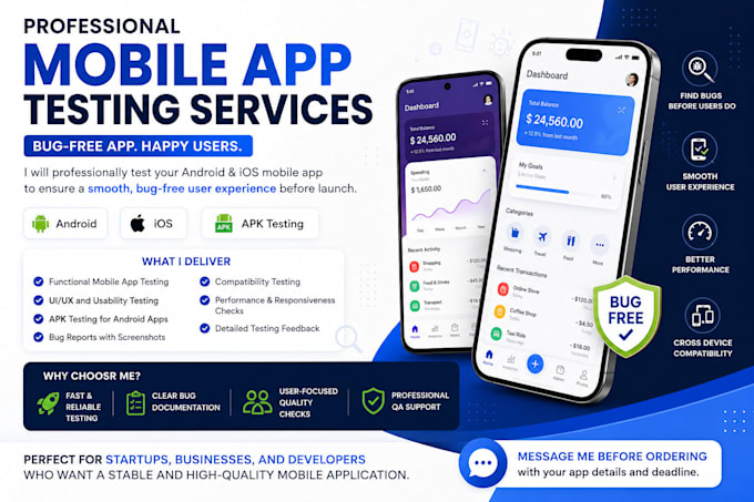 provide expert android and ios app testing services