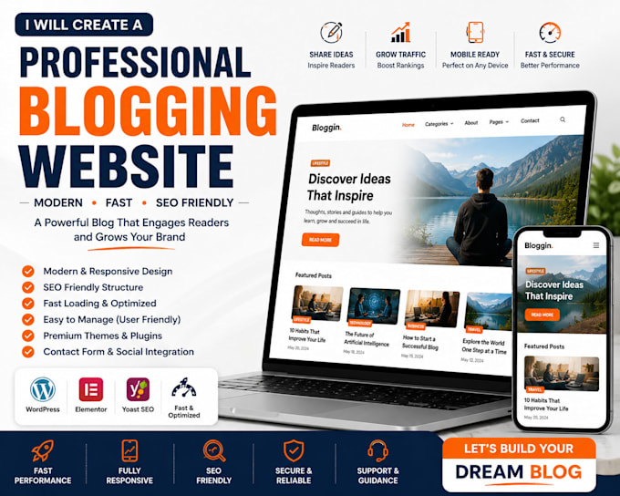 develop a responsive personal or business blog website