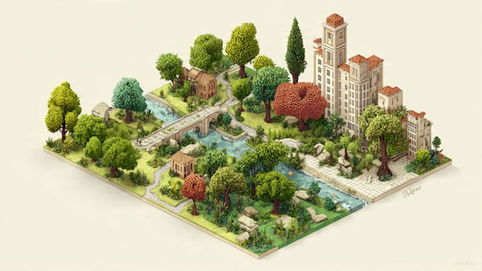 draw a unique vector or isometric map
