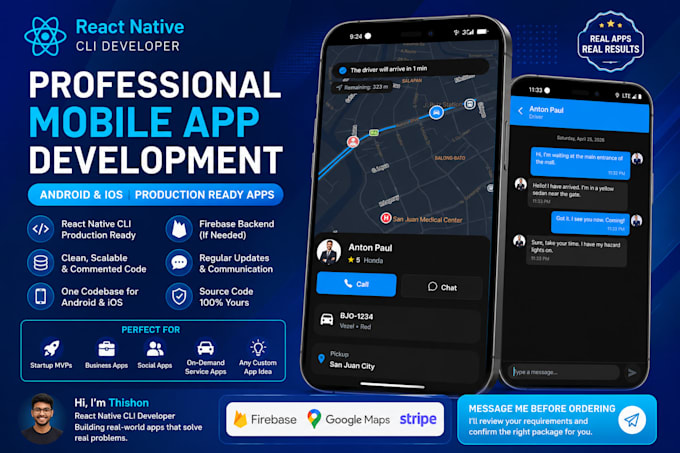 develop a react native mobile app for ios and android
