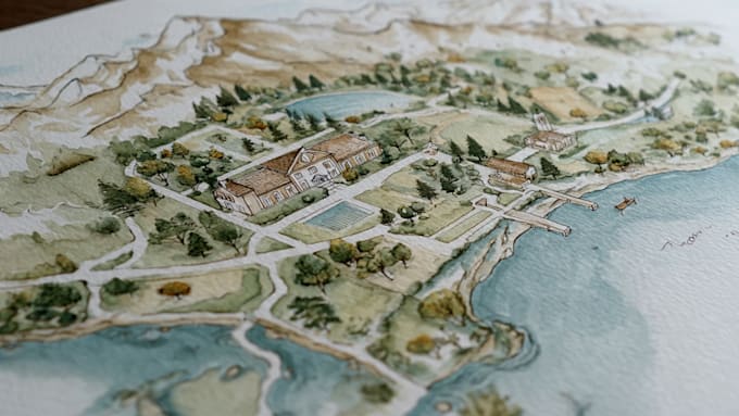 do custom watercolor wedding map