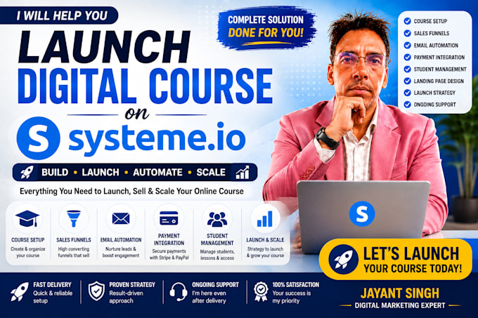 set up and launch your online course on systemeio