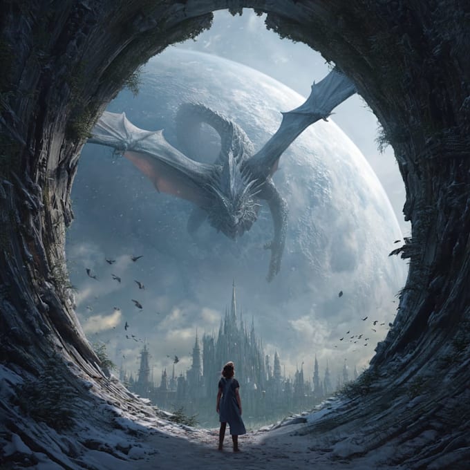 draw fantasy book cover, illustration