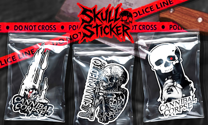 design grain skull sticker with underground mockup vibes