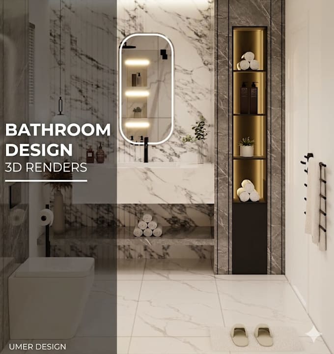 design your bathroom interior and provide realistic 3d renderings