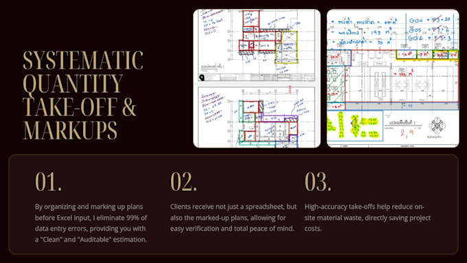 perform precise material takeoff and quantity surveying