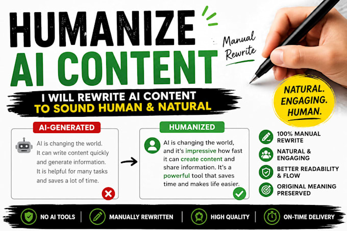humanize and rewrite ai generated content manually