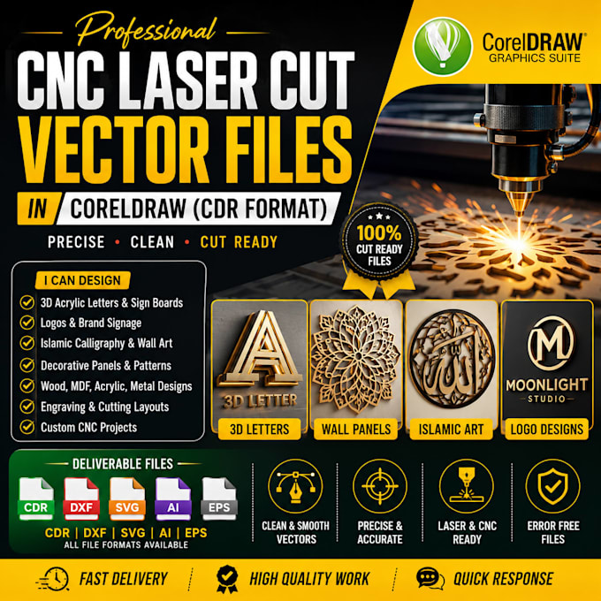 design cnc laser cutting vector files in coreldraw cdr