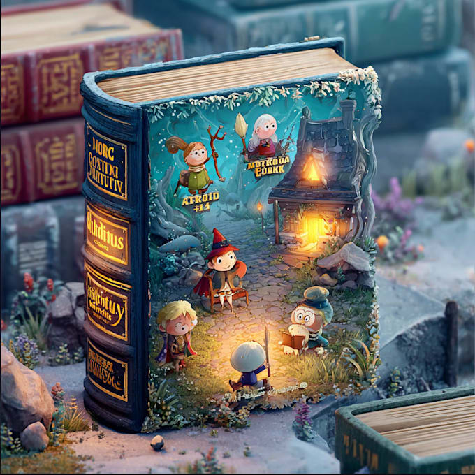 create eye catching cartoon book cover art