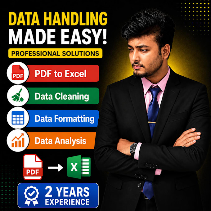 convert PDF to excel data cleaning formatting and analysis 2 years experience