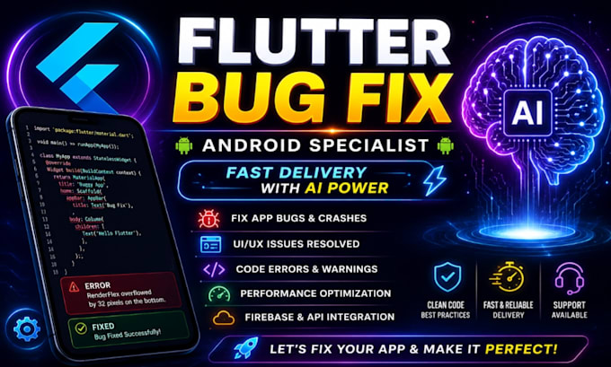 fix flutter app bugs and UI issues using ai power
