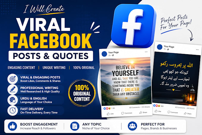 write engaging facebook posts and captions in urdu and english
