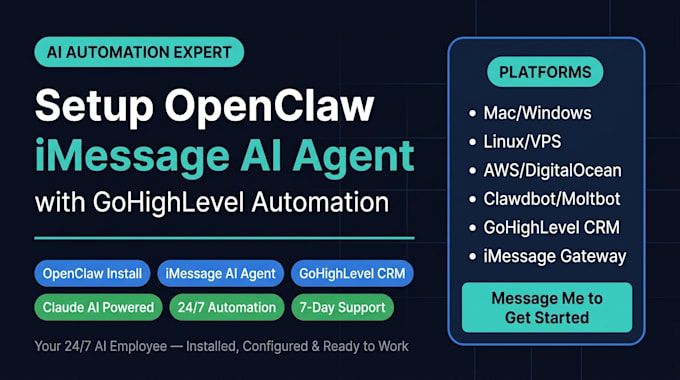 setup openclaw imessage ai agent automation with gohighlevel