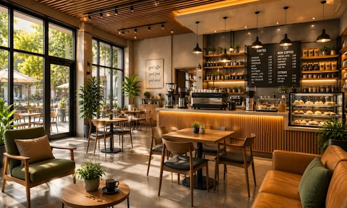 design restaurant commercial kitchen cafe facade 3d render