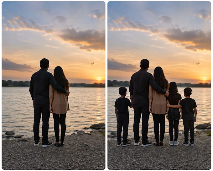 remove people, add or replace persons with real faces, head swap in  photoshop