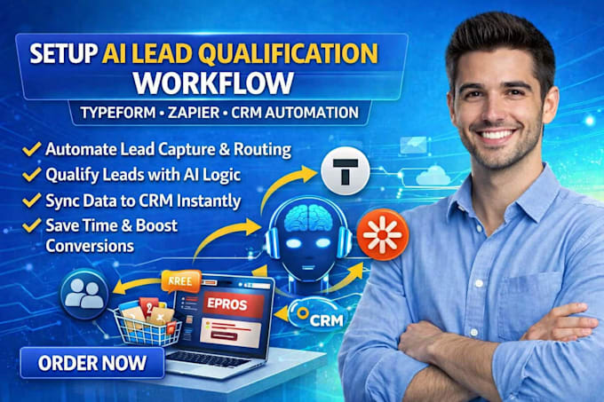 setup ai lead qualification workflow with typeform, zapier and CRM automation