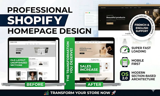 design a high converting homepage or custom shopify redesign