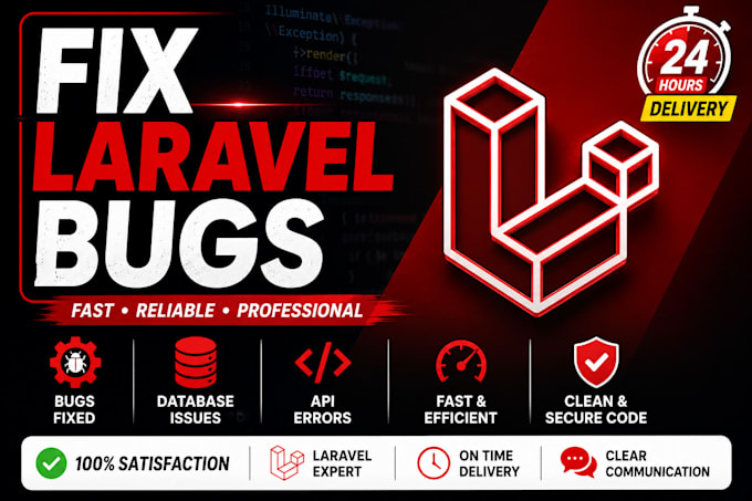 fix laravel bugs, errors, apis and database issues
