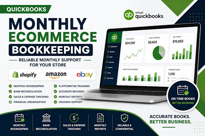 provide monthly ecommerce bookkeeping in quickbooks