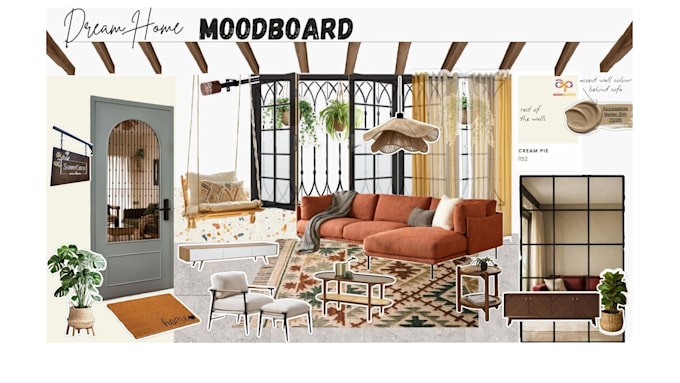 create boho interior design mood boards