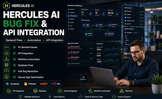 fix bugs, backend issue and integrate apis in your hercules ai app