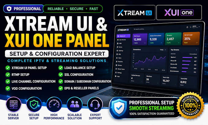 setup xui one panel, xtream ui server, xui admin panel, epg, panel installation