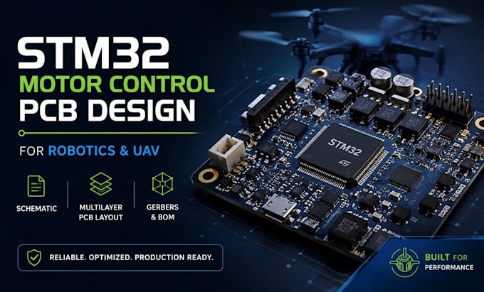 design stm32 motor control pcb with schematic, gerbers, uav and bom for robotics