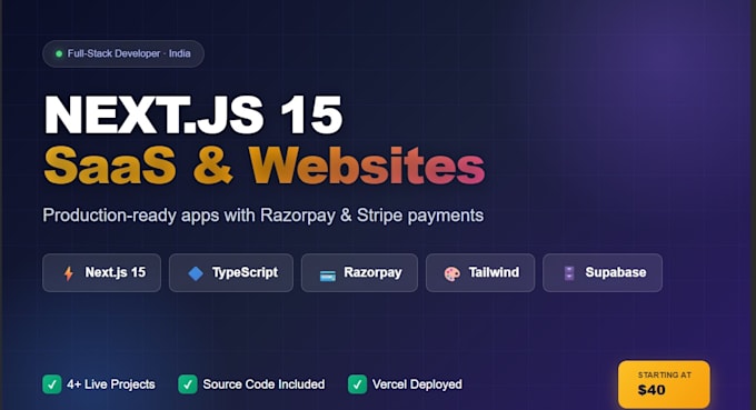build full stack next js website with razorpay or stripe payments