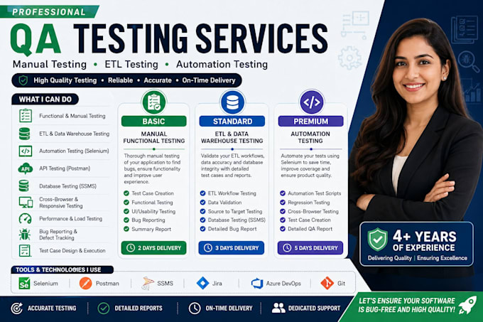 do etl, API, automation and database testing