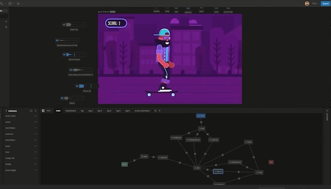 create interactive rive animations for website or app, game UI animation
