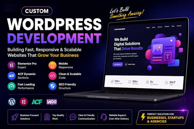 develop a custom wordpress website with elementor and acf