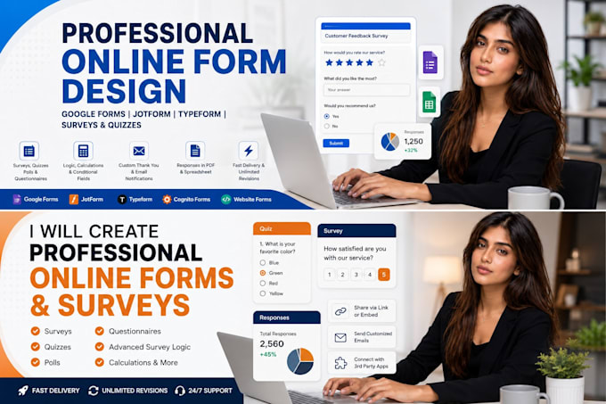 create google forms, questionnaires and jotforms for business or research