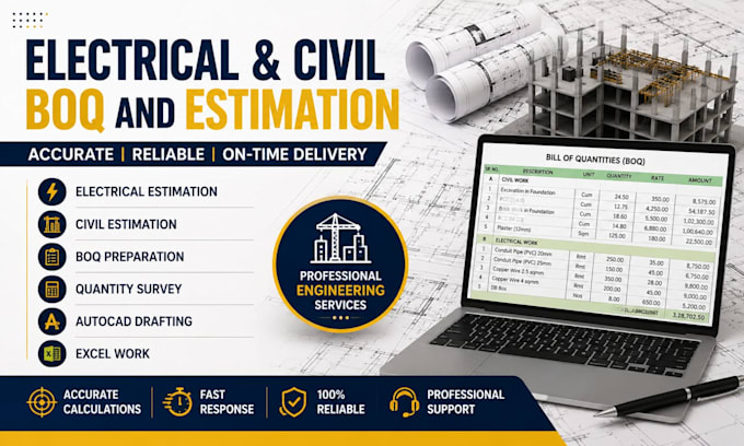 prepare electrical and civil boq and estimation