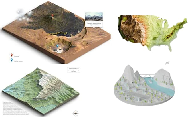 create realistic 3d terrain maps, stl models and topography landscapes