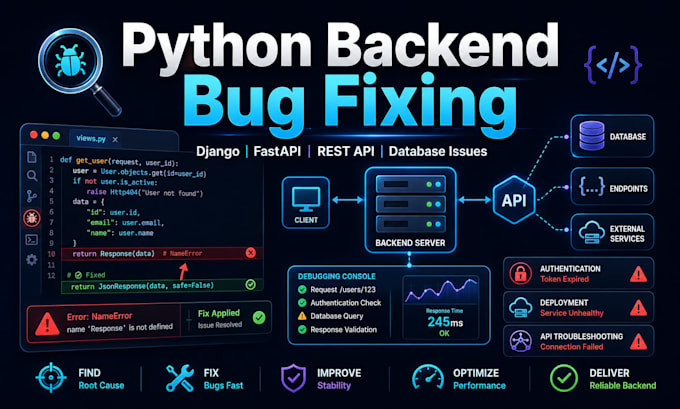 fix django, fastapi, drf bugs and backend API errors