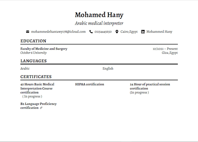 provide professional arabic medical interpretation