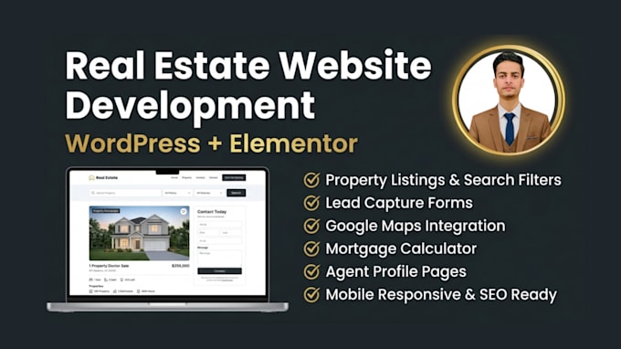 create real estate website with property listings and lead capture forms