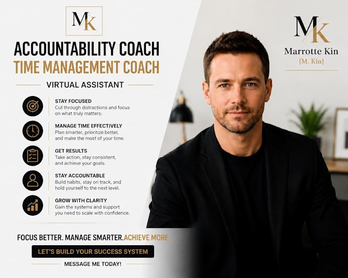 be your accountability coach virtual assistant and  time management coach