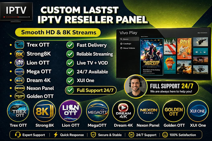 setup and support  reseller service, dream4k, strong8k, mega ott, lion ott