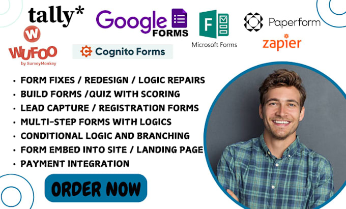 build google forms, tally, cognito, microsoft forms, fillout, wufoo survey form