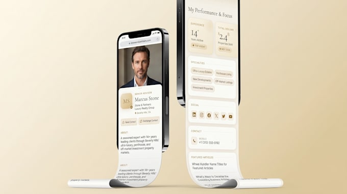develop clickable digital business card for real estate agents