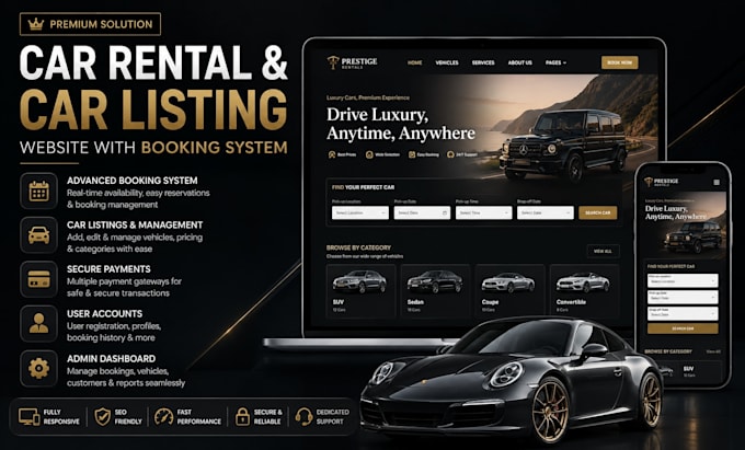 do car listing, car rental website with booking system