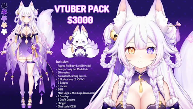 draw, design and rig 2d vtuber, vtuber rigging live2d model, live2d character