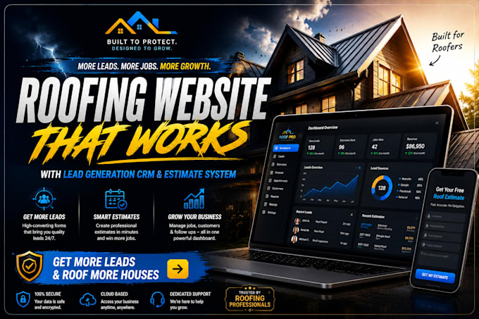 build roofing contractor website with lead generation CRM, estimate system, hvac