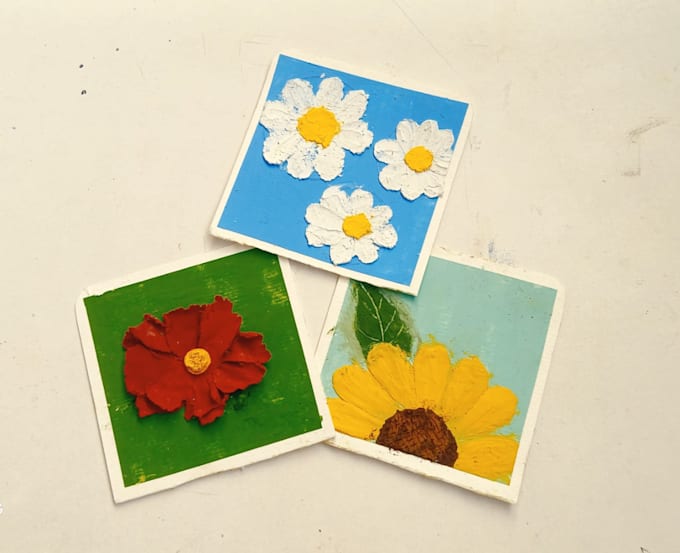make 3d oil pastel floral artwork