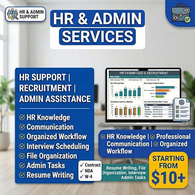 provide HR support recruitment and admin assistance services