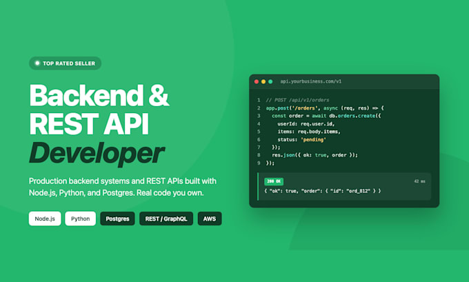 be your backend developer for nodejs python rest api postgres firebase supabase