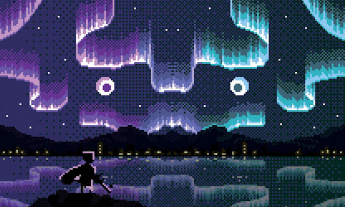 create animated pixel art background, retro pixel art