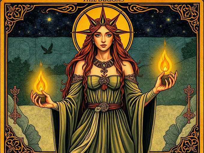 create professional tarot card character artwork with fantasy style