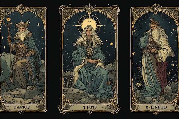 create tarot card character illustrations